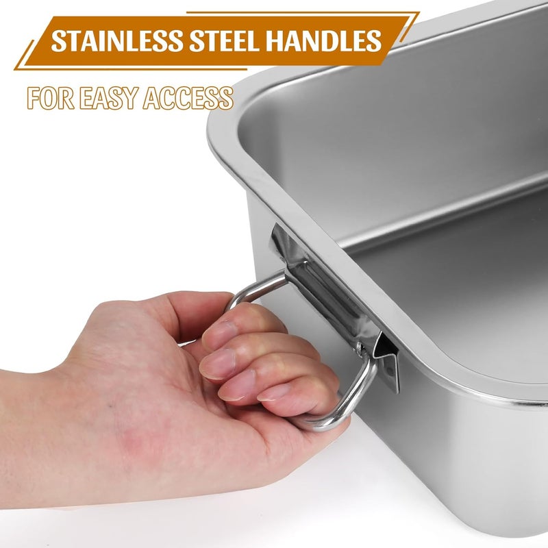 VAlinks 4 Inch Extra Deep Lasagna Pan with Lid and Handles 7.4QT Large Stainless Steel Nonstick Deep Baking Pan with Handles for Lasagna Casserole Dishes Brownie Sourdough Bread （14x10.6x4 IN) - Image 5
